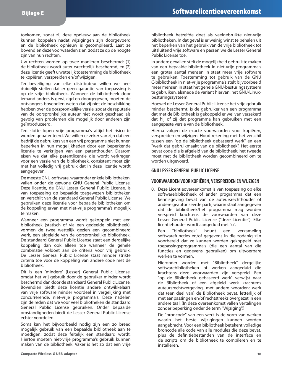 Softwarelicentieovereenkomst | Linksys WUSB54GC User Manual | Page 247 / 324