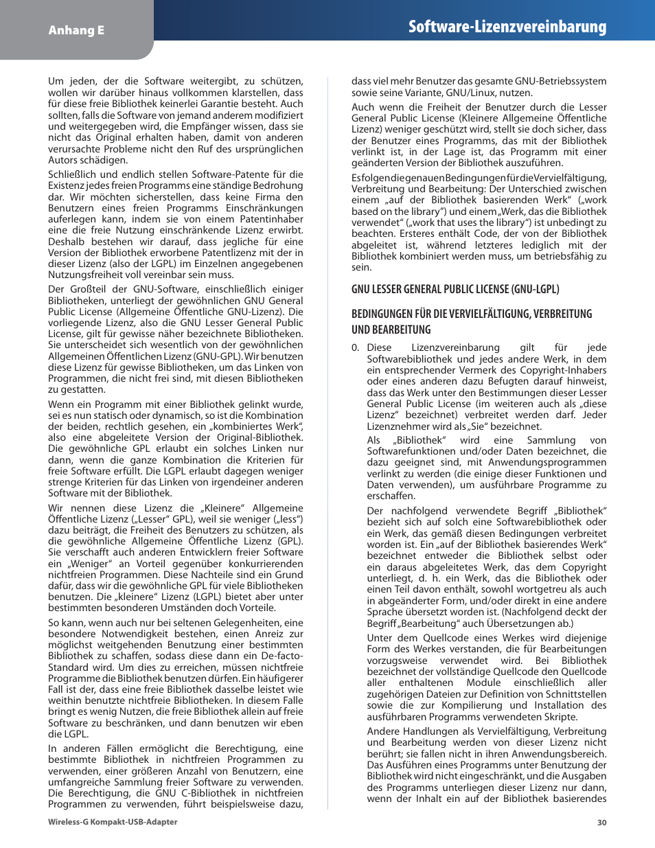 Software-lizenzvereinbarung | Linksys WUSB54GC User Manual | Page 67 / 324