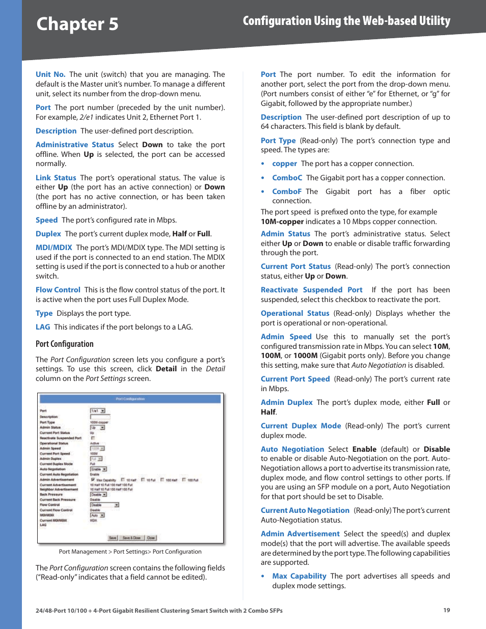 Chapter, Configuration using the web-based utility | Linksys SLM224G4S User Manual | Page 25 / 77