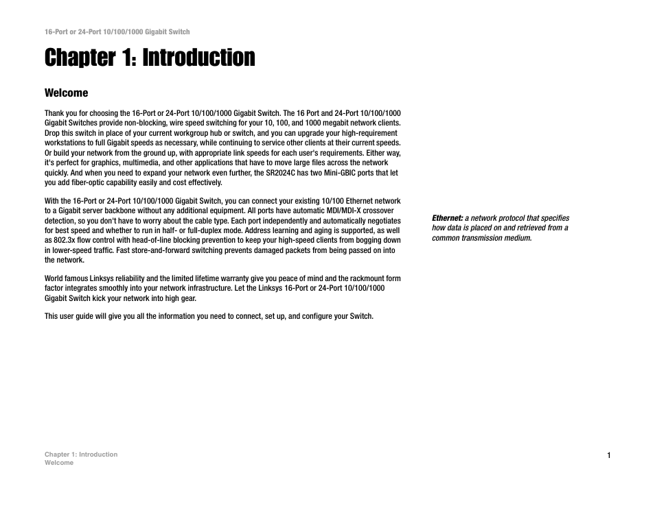 Chapter 1: introduction | Linksys SR2024C User Manual | Page 5 / 26