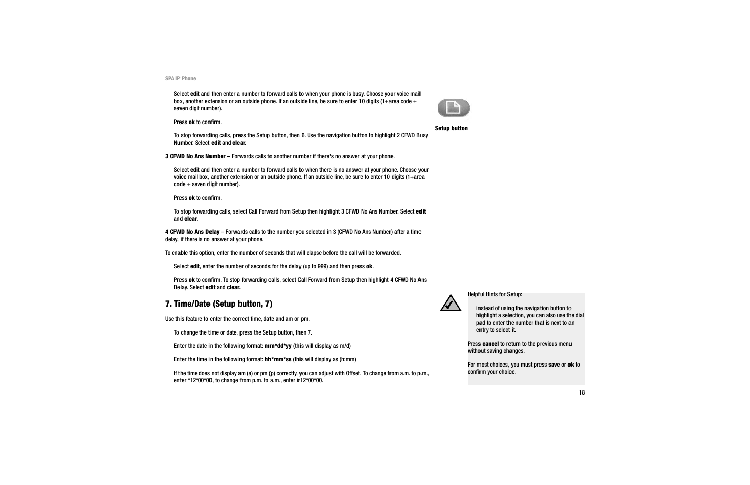 Time/date (setup button, 7) | Linksys SPA 922 User Manual | Page 22 / 29