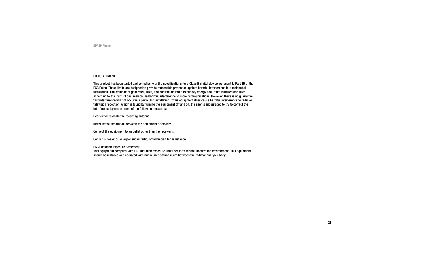 Appendix a: regulatory information | Linksys SPA 922 User Manual | Page 25 / 29