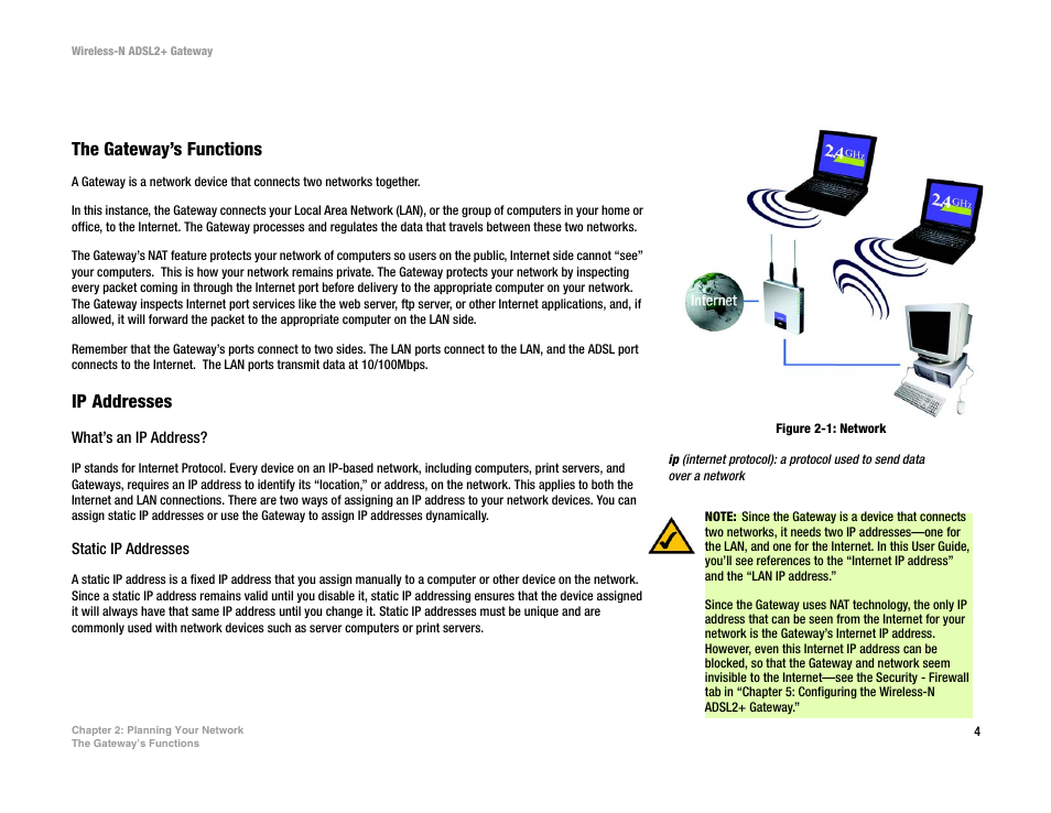 Chapter 2: planning your network, Figure 2-1: network | Linksys WAG300N User Manual | Page 10 / 98