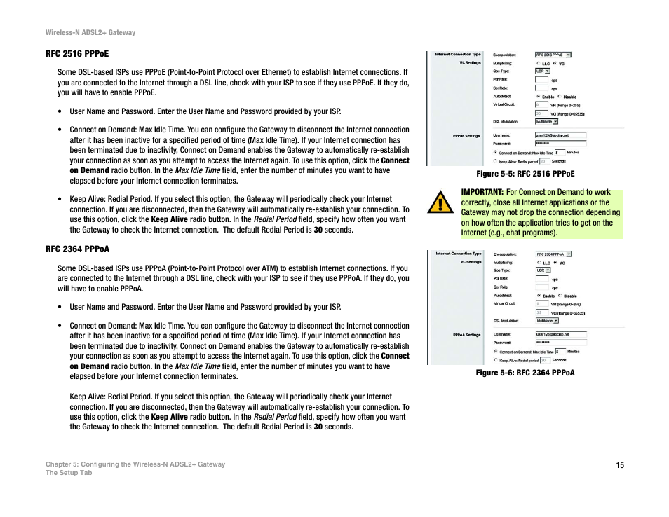 Figure 5-5: rfc 2516 pppoe, Figure 5-6: rfc 2364 pppoa | Linksys WAG300N User Manual | Page 21 / 98