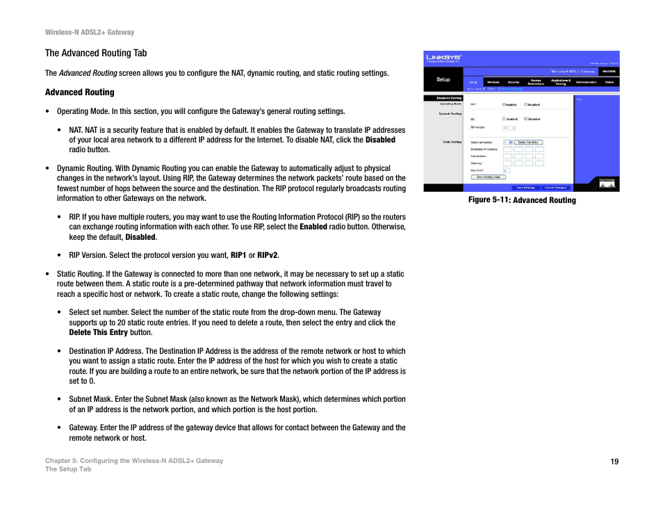 Figure 5-11: advanced routing | Linksys WAG300N User Manual | Page 25 / 98