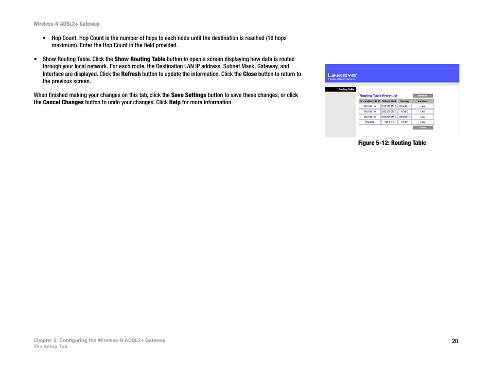 Figure 5-12: routing table | Linksys WAG300N User Manual | Page 26 / 98