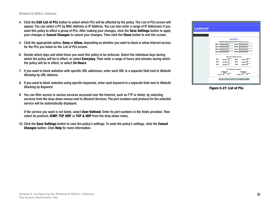 Figure 5-27: list of pcs | Linksys WAG300N User Manual | Page 38 / 98