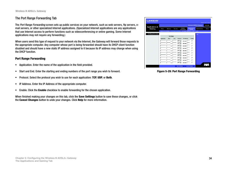 Figure 5-29: port range forwarding | Linksys WAG300N User Manual | Page 40 / 98