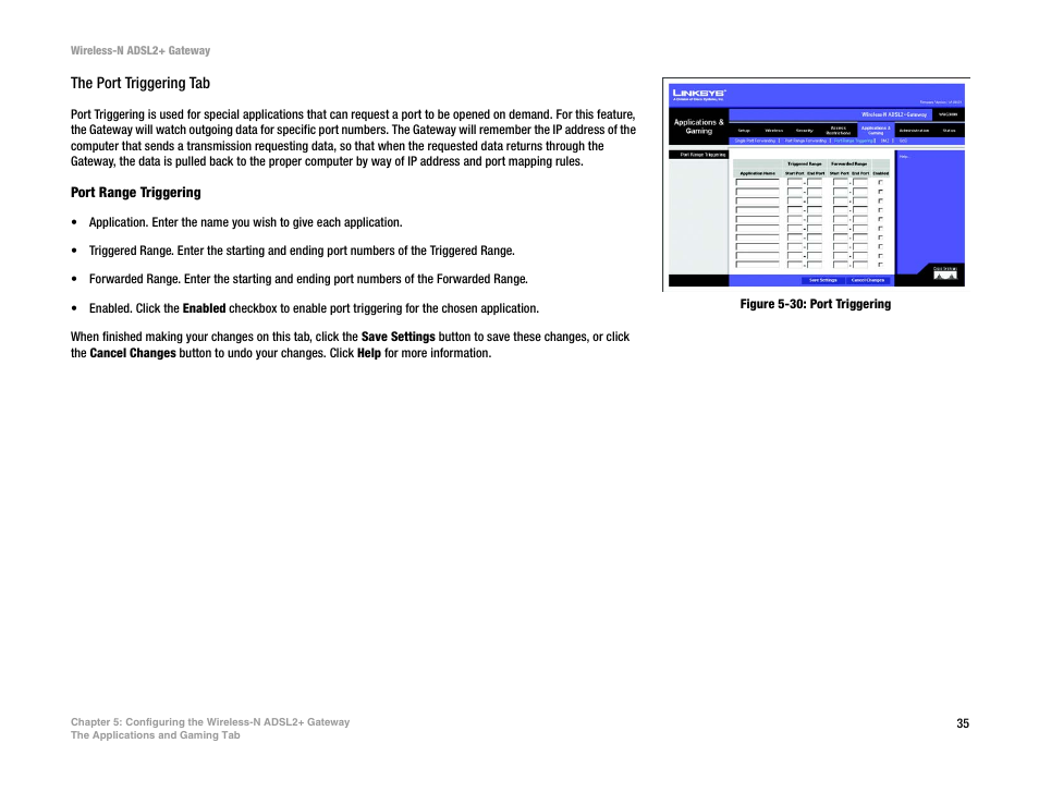 Figure 5-30: port triggering | Linksys WAG300N User Manual | Page 41 / 98