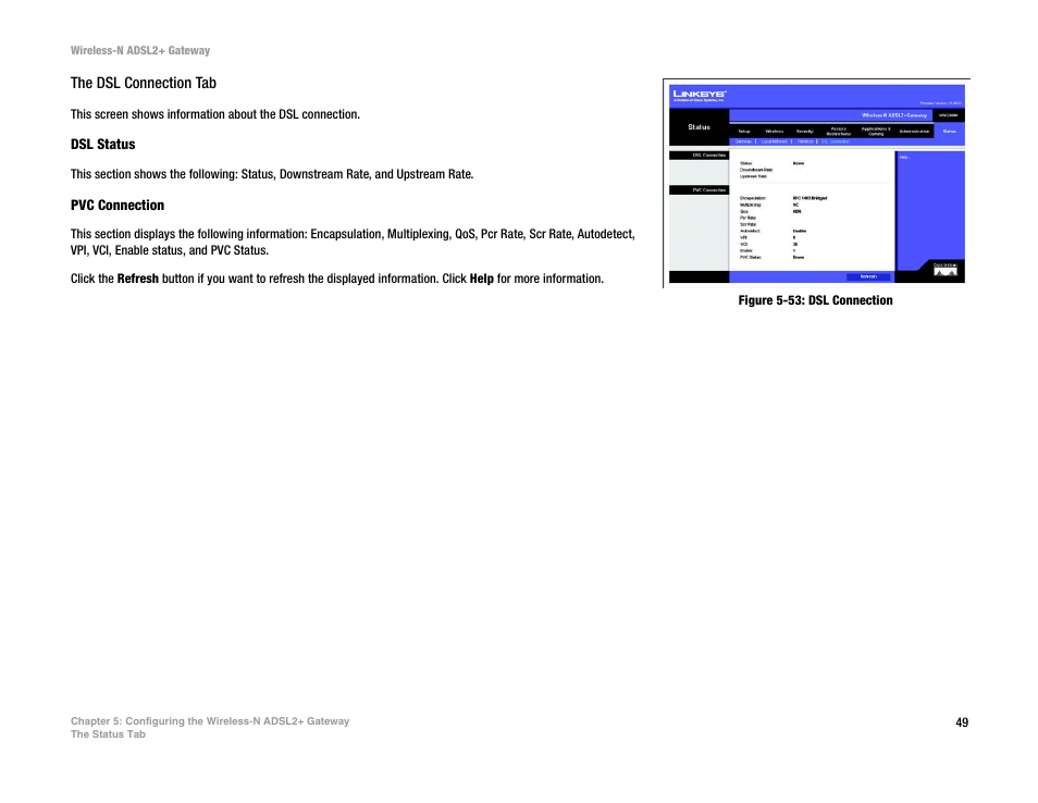 Figure 5-53: dsl connection | Linksys WAG300N User Manual | Page 55 / 98
