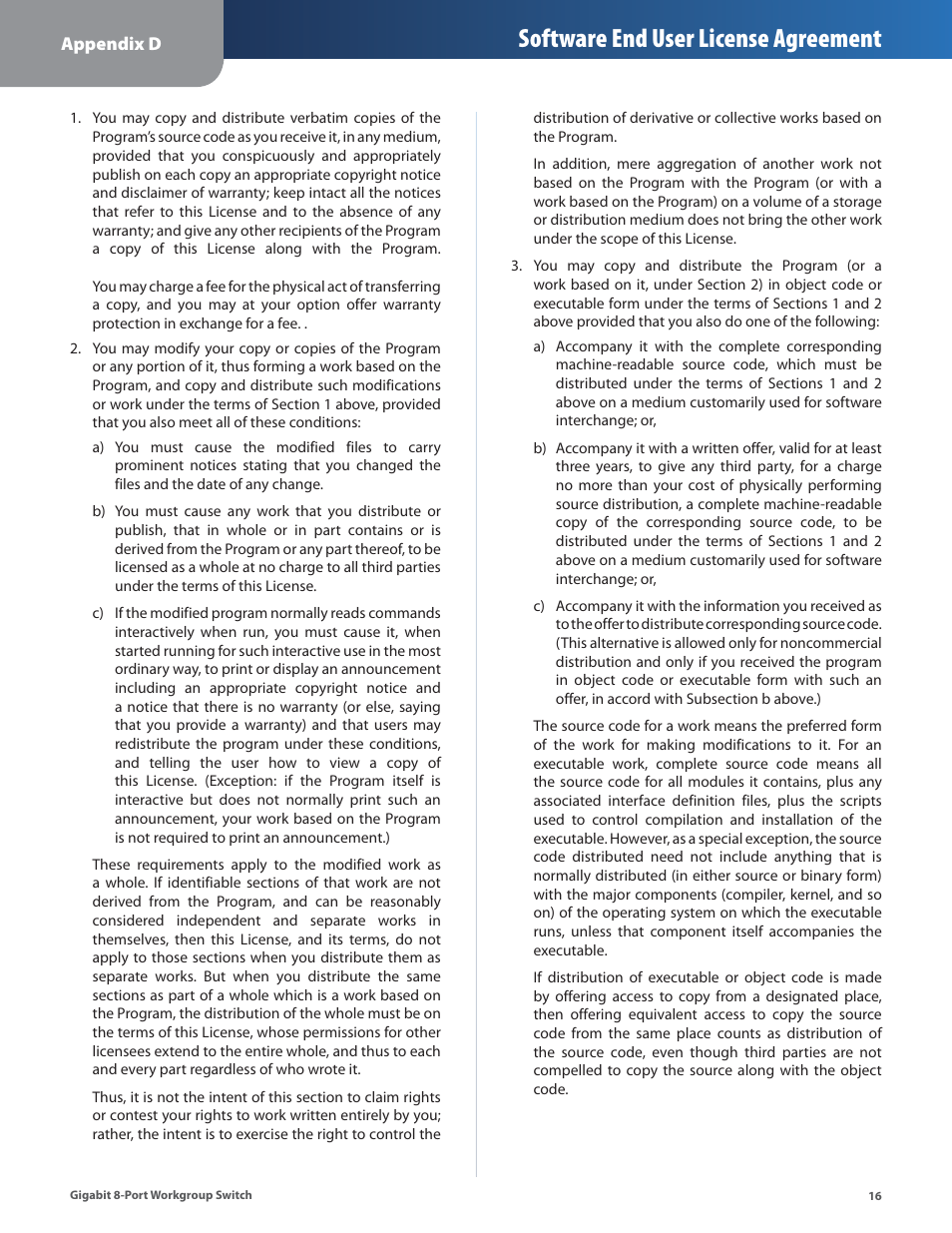 Software end user license agreement | Linksys EG008W User Manual | Page 19 / 27
