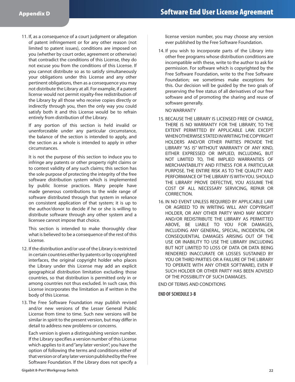 Software end user license agreement | Linksys EG008W User Manual | Page 25 / 27
