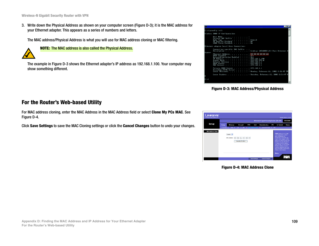 For the router’s web-based utility | Linksys WRVS4400N User Manual | Page 117 / 134