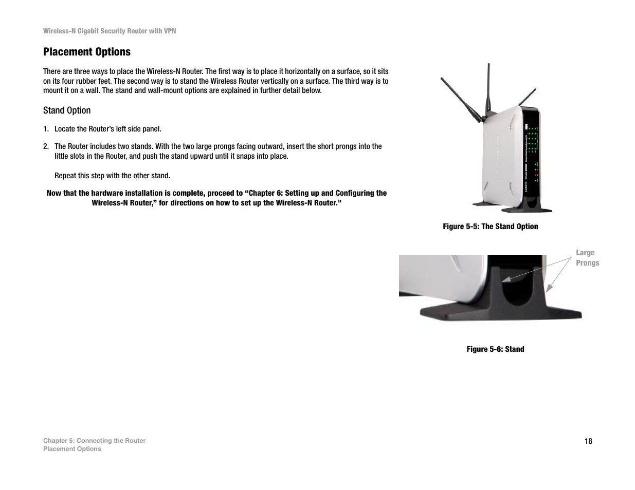 Placement options, Stand option | Linksys WRVS4400N User Manual | Page 26 / 134