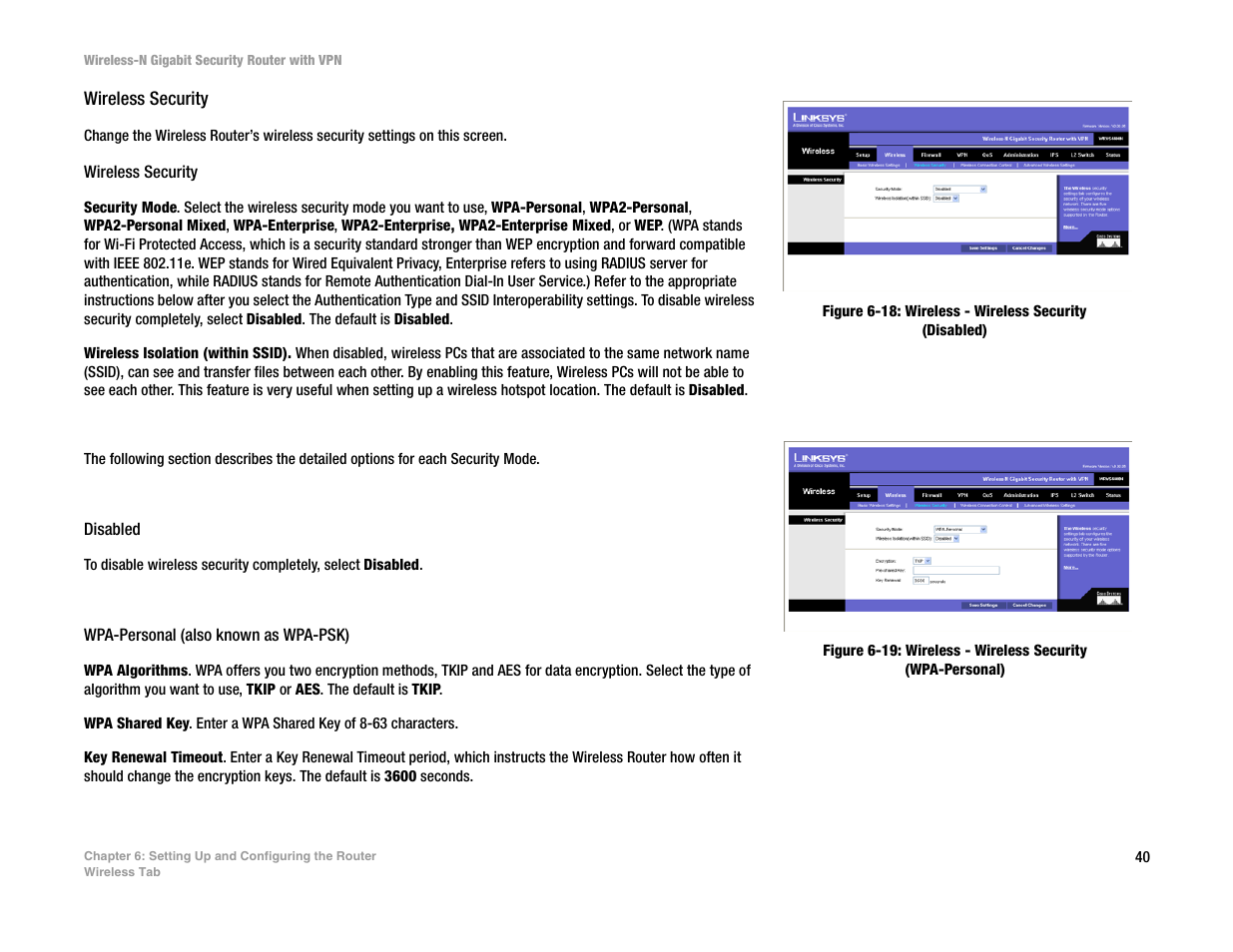 Wireless security | Linksys WRVS4400N User Manual | Page 48 / 134
