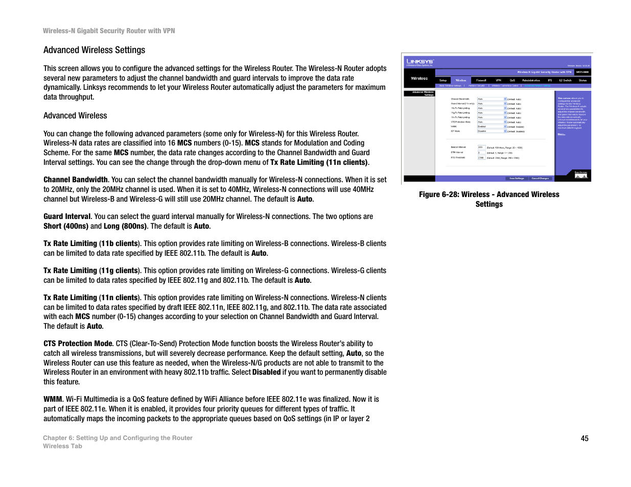 Advanced wireless settings | Linksys WRVS4400N User Manual | Page 53 / 134