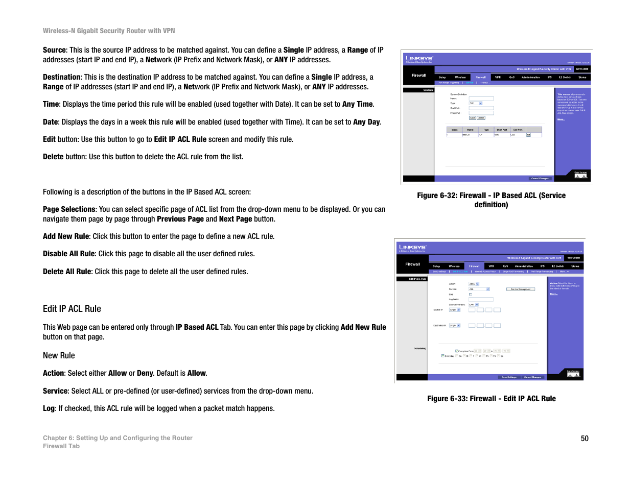 Edit ip acl rule | Linksys WRVS4400N User Manual | Page 58 / 134