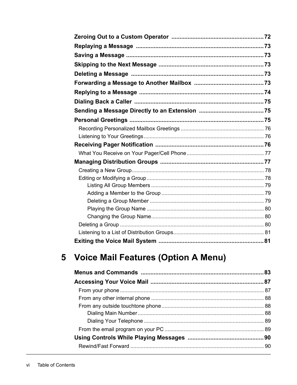5 voice mail features (option a menu) | Linksys SPA-941 User Manual | Page 8 / 164