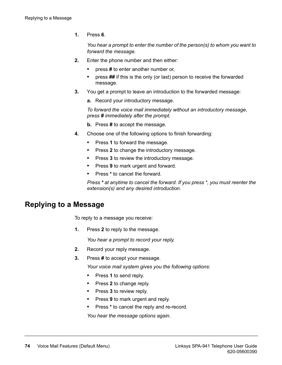 Replying to a message | Linksys SPA-941 User Manual | Page 86 / 164