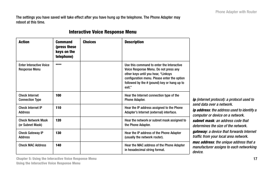 Interactive voice response menu | Linksys SPA2102 User Manual | Page 25 / 96