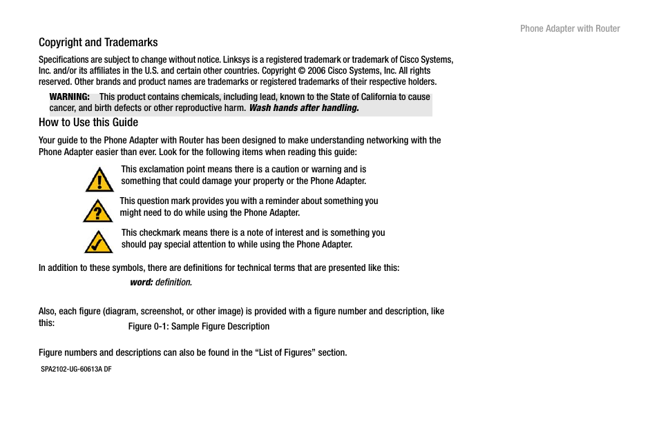 Copyright and trademarks | Linksys SPA2102 User Manual | Page 3 / 96