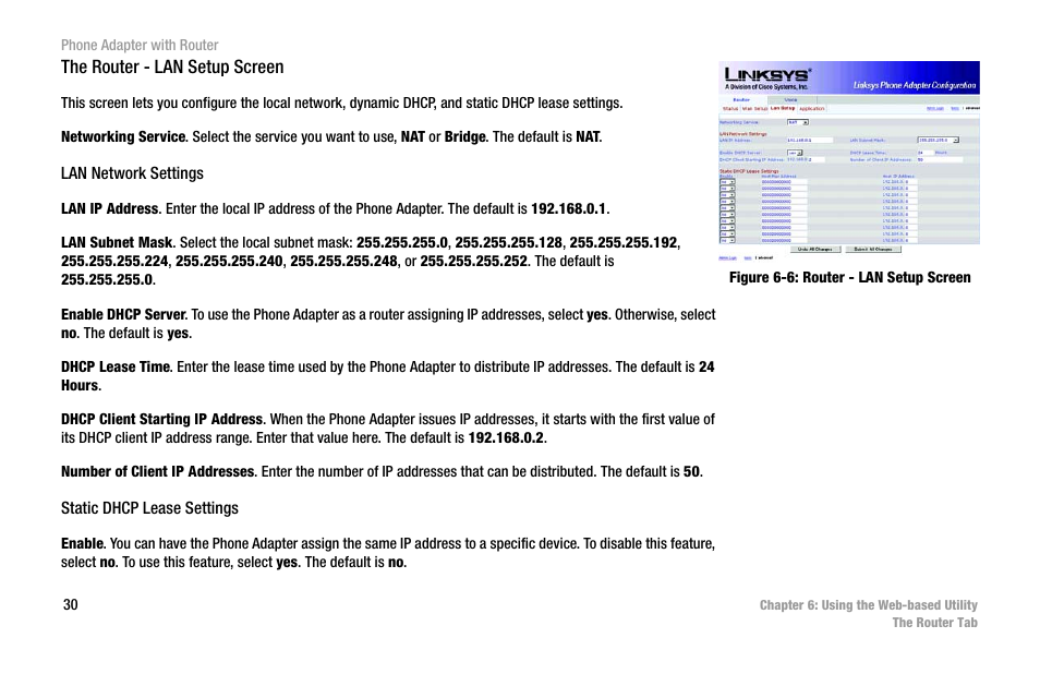 Figure 6-6: router - lan setup screen | Linksys SPA2102 User Manual | Page 38 / 96