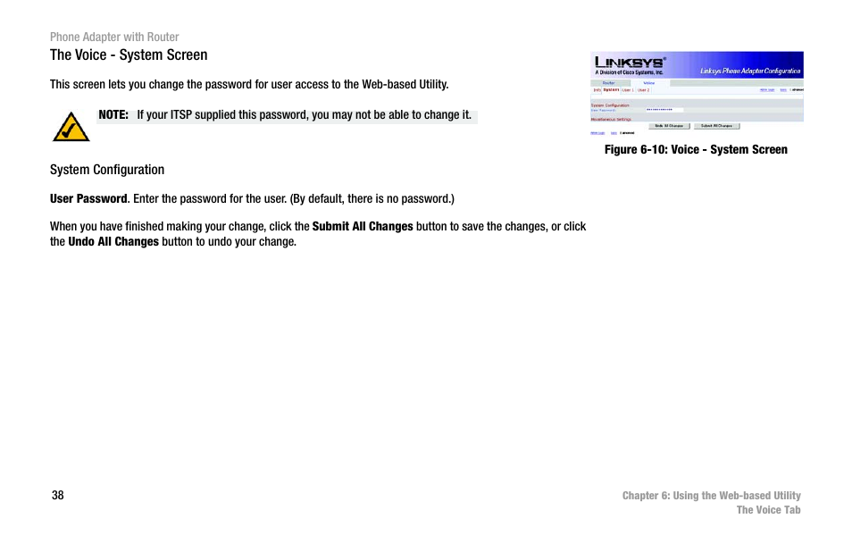 Figure 6-10: voice - system screen | Linksys SPA2102 User Manual | Page 46 / 96