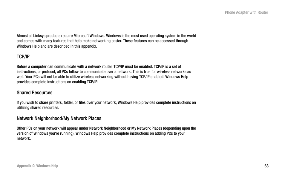 Appendix c: windows help | Linksys SPA2102 User Manual | Page 71 / 96