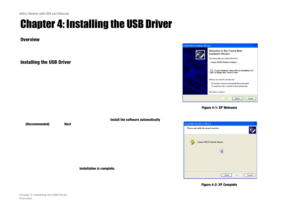 Chapter 4: installing the usb driver | Linksys ADSL2MUE User Manual | Page 13 / 46
