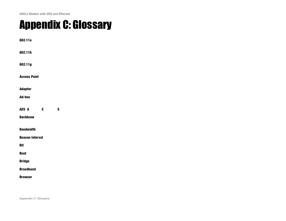 Appendix c: glossary | Linksys ADSL2MUE User Manual | Page 34 / 46