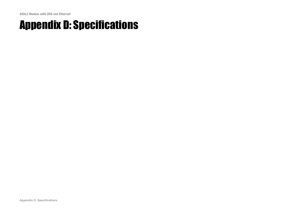 Appendix d: specifications | Linksys ADSL2MUE User Manual | Page 41 / 46