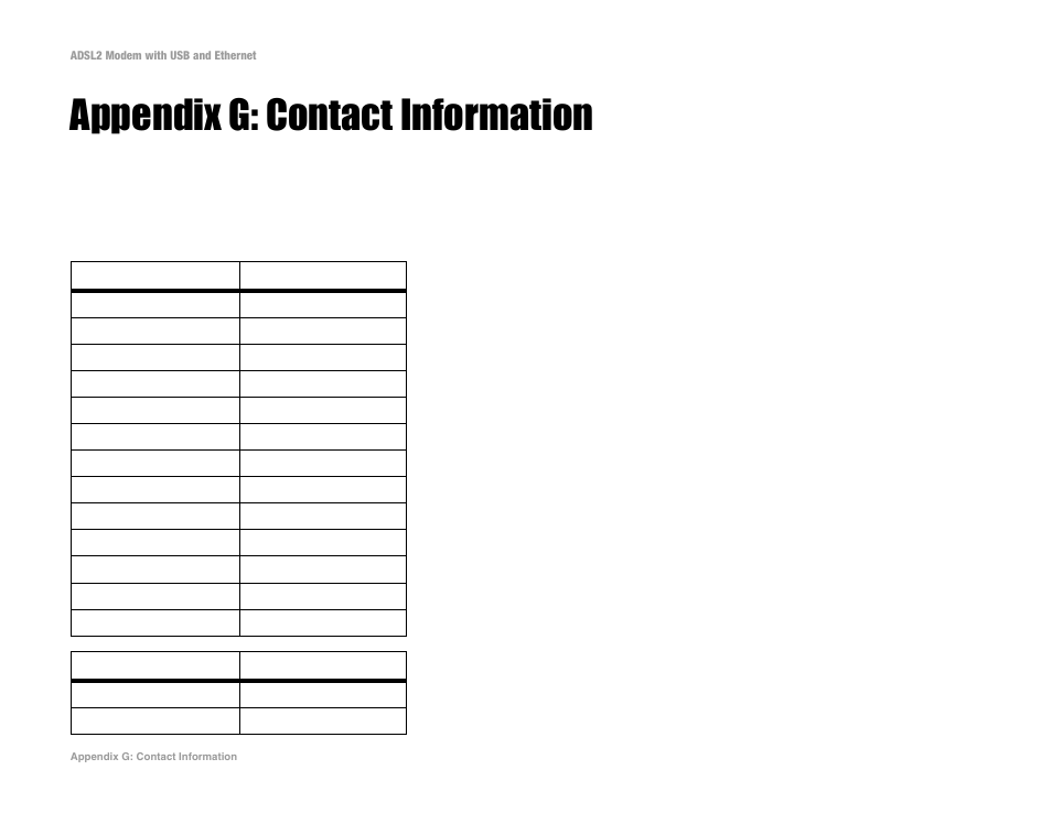 Appendix g: contact information | Linksys ADSL2MUE User Manual | Page 46 / 46