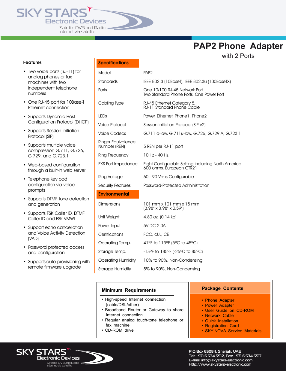 Sky stars, Pap2 phone adapter, Electronic devices | With 2 ports | Linksys PAP2 User Manual | Page 2 / 2