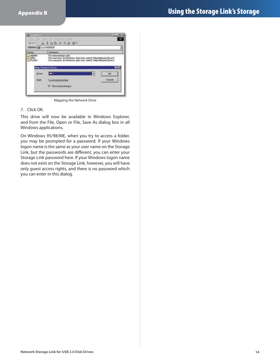 Using the storage link’s storage | Linksys NSLU2 User Manual | Page 18 / 38