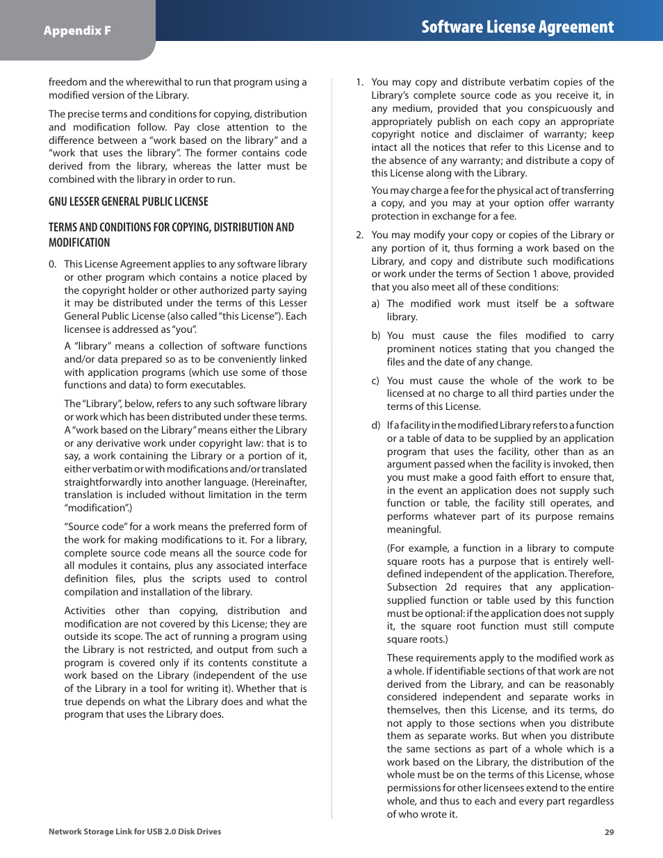 Software license agreement | Linksys NSLU2 User Manual | Page 33 / 38