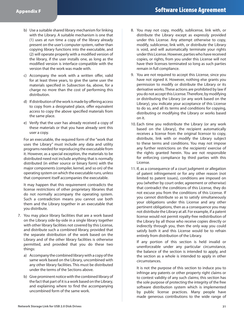 Software license agreement | Linksys NSLU2 User Manual | Page 35 / 38