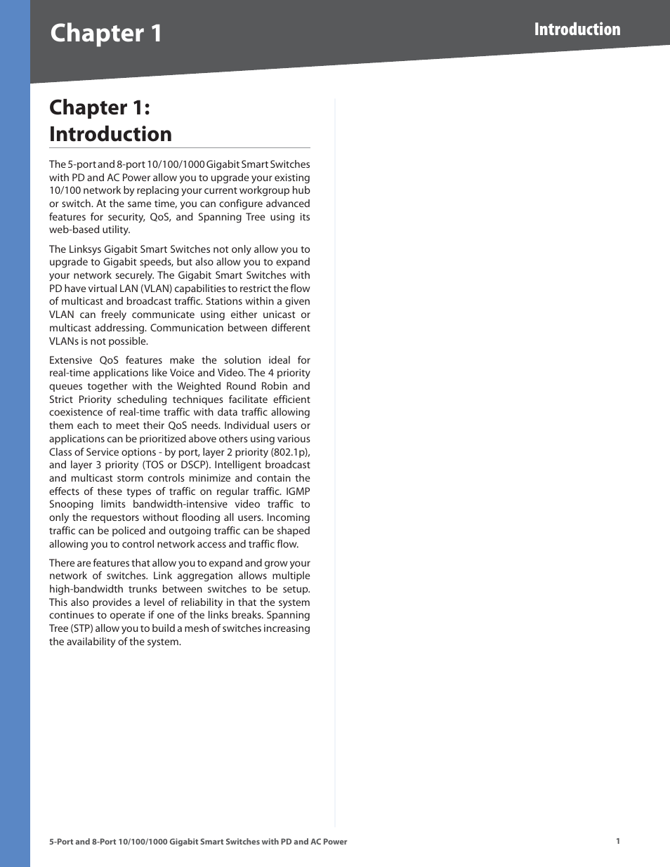 Chapter 1: introduction, Chapter 1, Chapter 1: introducton | Introduction | Linksys SLM2005 User Manual | Page 5 / 32