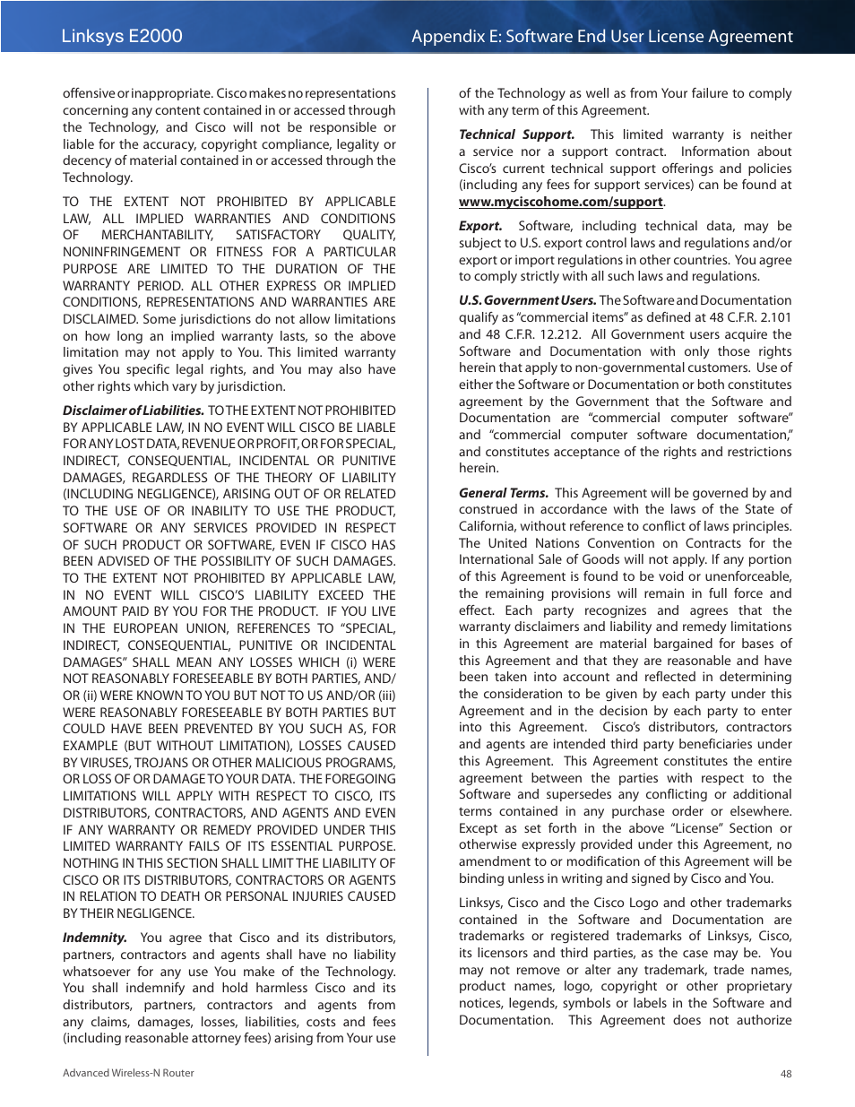 Linksys E2000 User Manual | Page 48 / 59