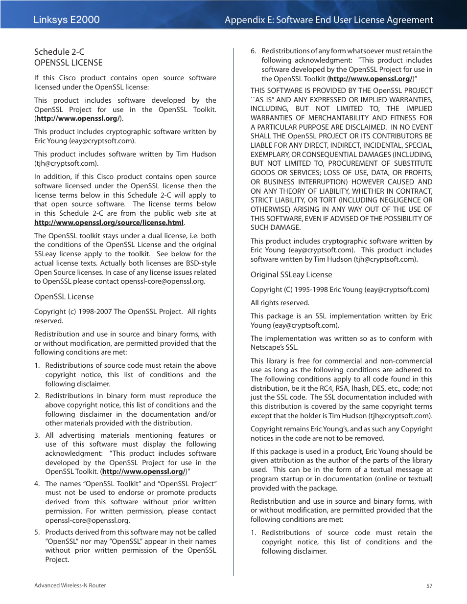 Linksys E2000 User Manual | Page 57 / 59