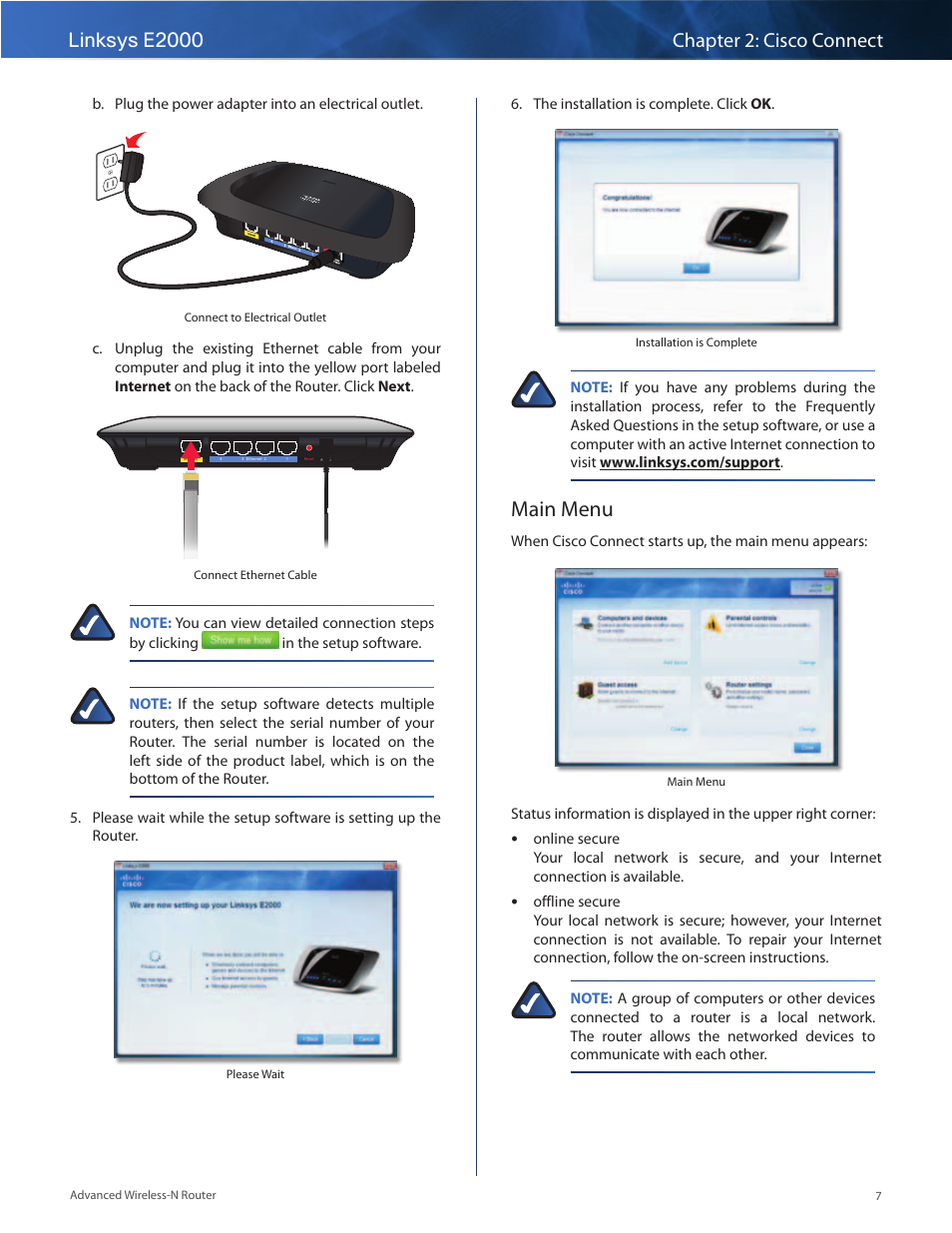 Main menu | Linksys E2000 User Manual | Page 7 / 59