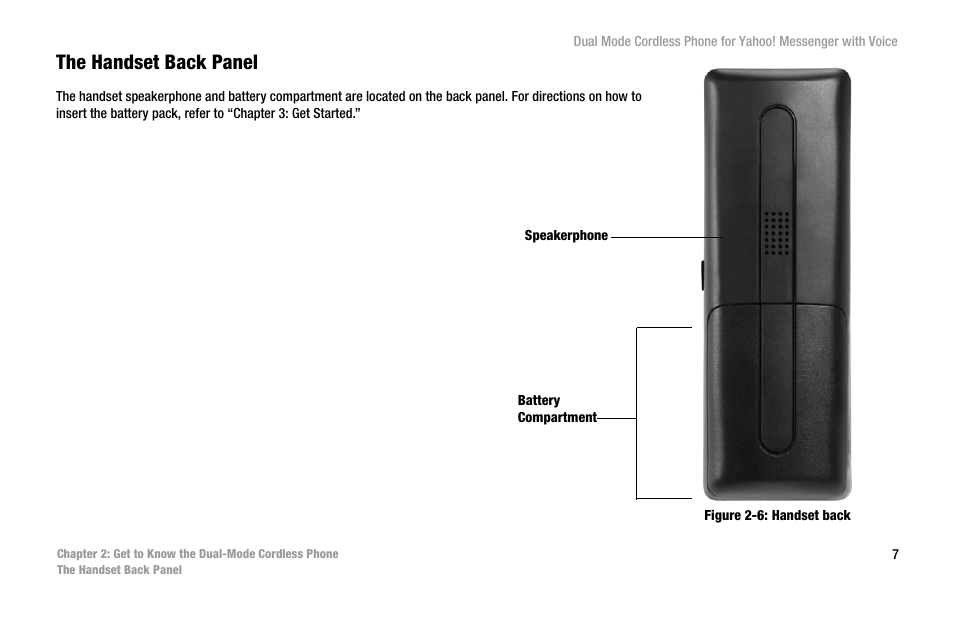 The handset back panel | Linksys CIT310 User Manual | Page 13 / 70
