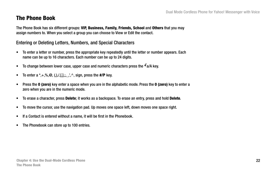The phone book | Linksys CIT310 User Manual | Page 28 / 70