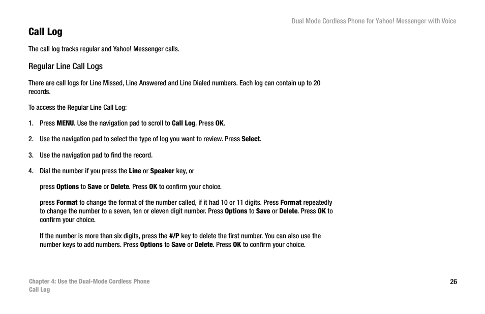 Call log | Linksys CIT310 User Manual | Page 32 / 70