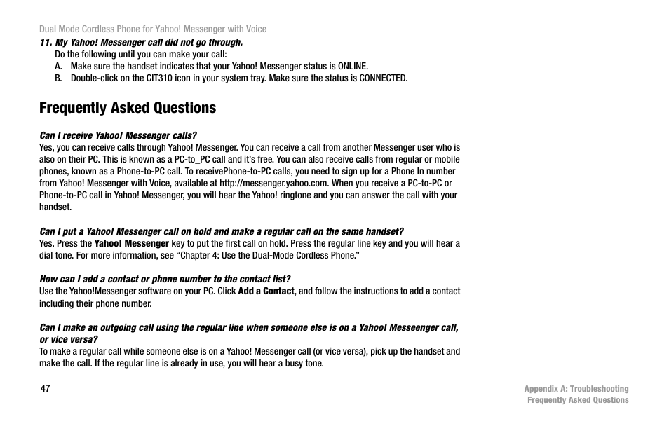 Frequently asked questions | Linksys CIT310 User Manual | Page 53 / 70