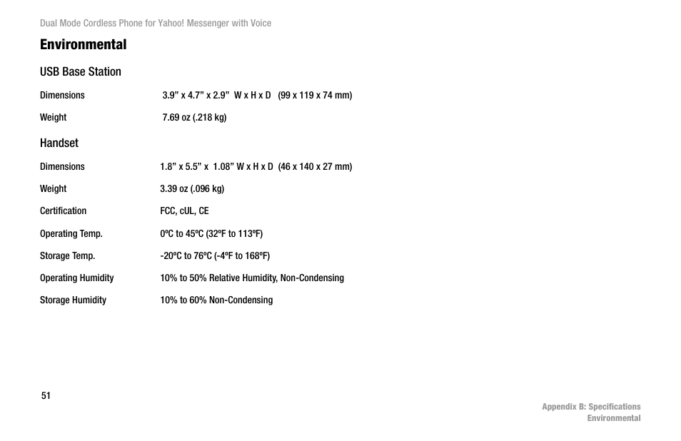 Environmental | Linksys CIT310 User Manual | Page 57 / 70