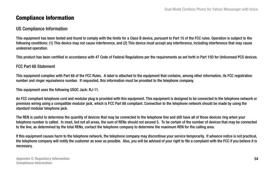 Compliance information | Linksys CIT310 User Manual | Page 60 / 70