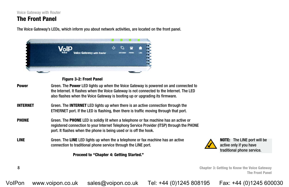 The front panel | Linksys SPA3102 User Manual | Page 16 / 100