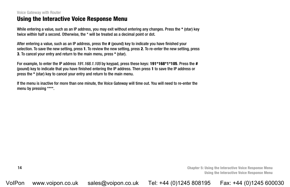 Using the interactive voice response menu | Linksys SPA3102 User Manual | Page 22 / 100