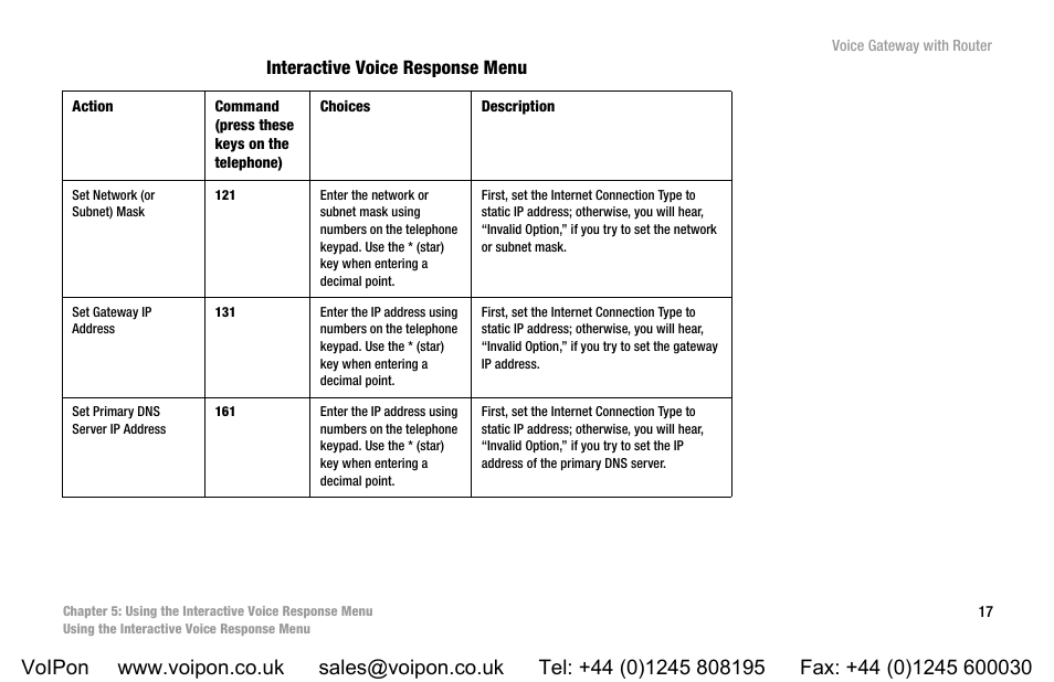 Interactive voice response menu | Linksys SPA3102 User Manual | Page 25 / 100
