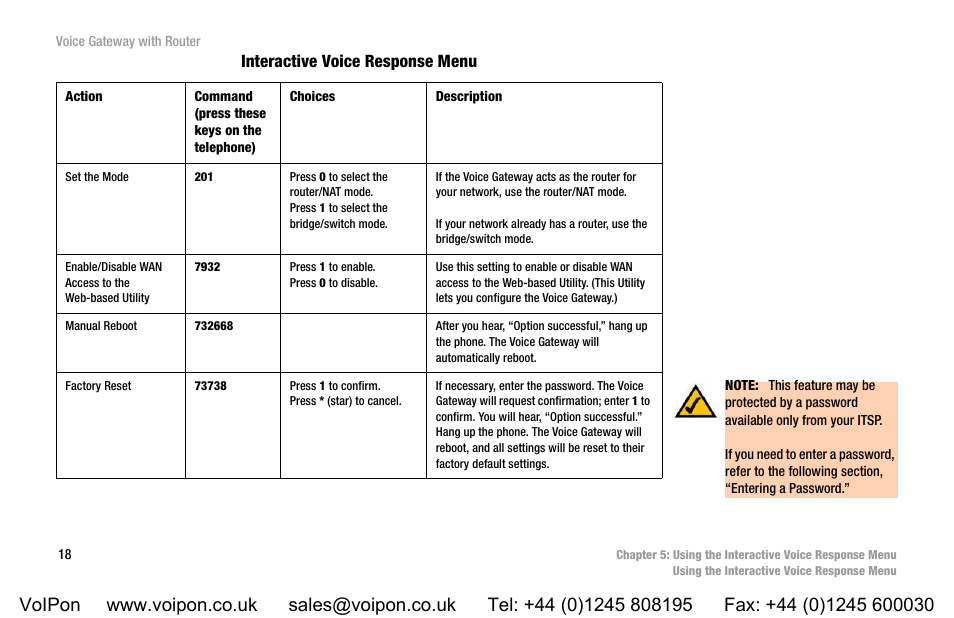 Interactive voice response menu | Linksys SPA3102 User Manual | Page 26 / 100